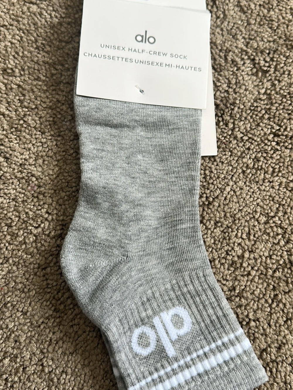 ALO Yoga Light Gray Unisex Half-Crew Sock
